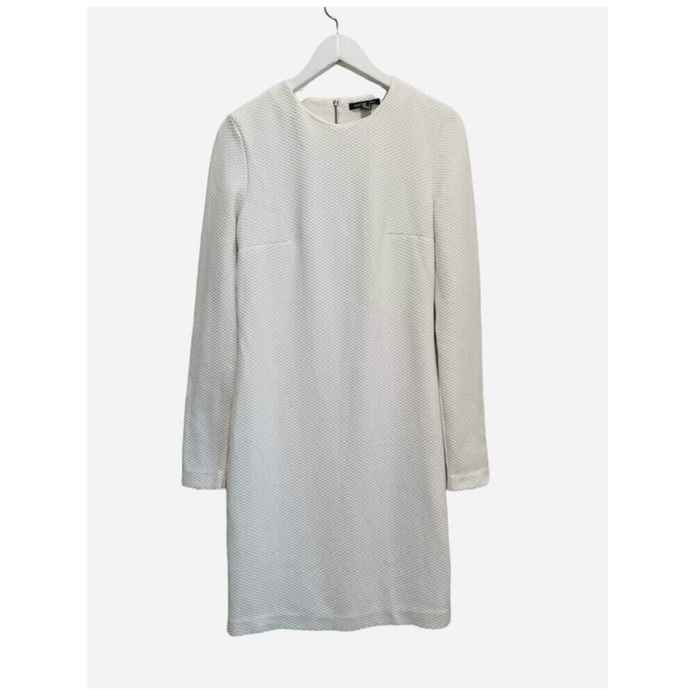 Mango White Structured Textured Mini Dress CBK Quiet Luxury Size M - Picture 10 of 15